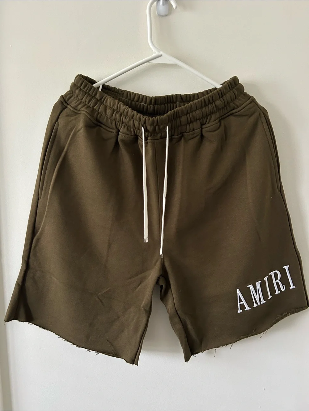 AMIRI Olive Green Cotton Logo Drawstring Athletic Shorts